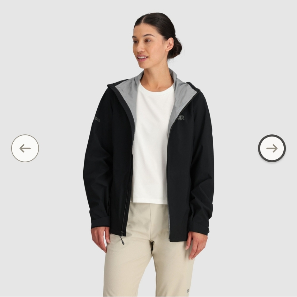 OR - Outdoor Research Black Hooded Rain Jacket - Picture 3 of 6